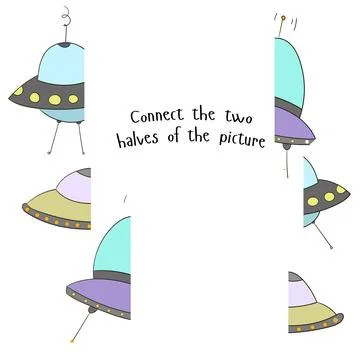 Educational game connect two halves Stock Illustration