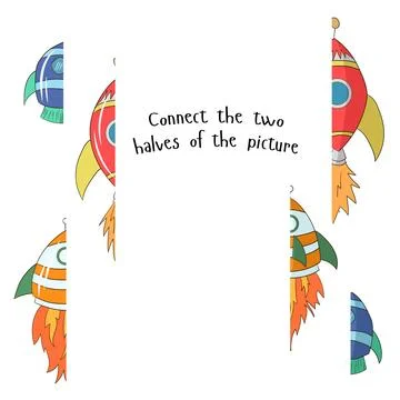 Educational game connect two parts of picture Stock Illustration