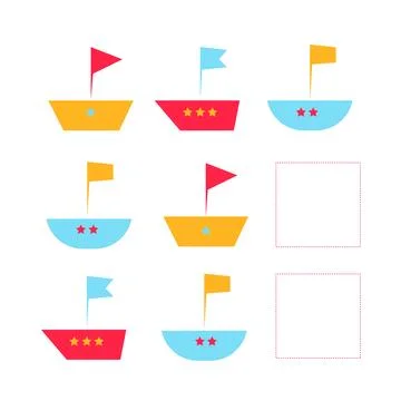 Educational game draw the fish in blank square Stock Illustration