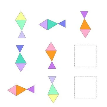 Educational game draw the fish in blank square Stock Illustration