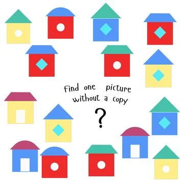 Educational game find picture without copy Stock Illustration