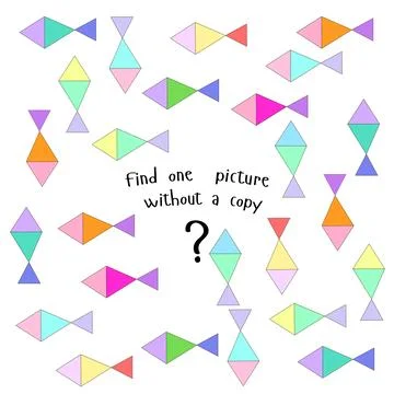 Educational game find picture without copy Stock Illustration