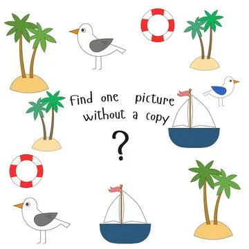 Educational game find picture without copy Stock Illustration