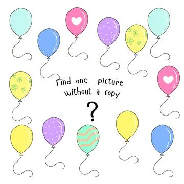 Educational game find picture without copy Illustrazione stock
