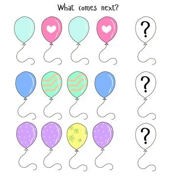 Educational game what comes next Stock Illustration