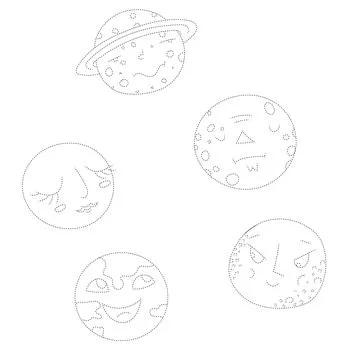 Educational gameconnect the dots to draw planets Stock Illustration