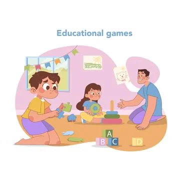 Educational games concept. Flat vector illustration Illustrazione stock