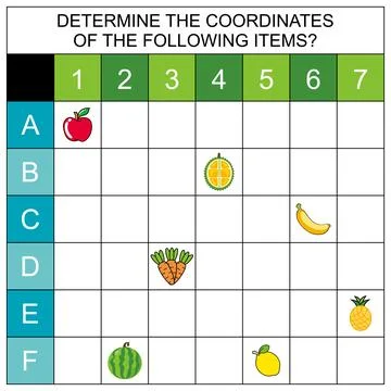 Educational games for kids. Count how many fruits and vegetables. Stock Illustration