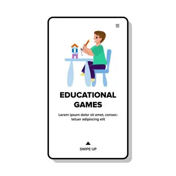 Educational Games Play Boy In Kindergarten Vector Stock Illustration