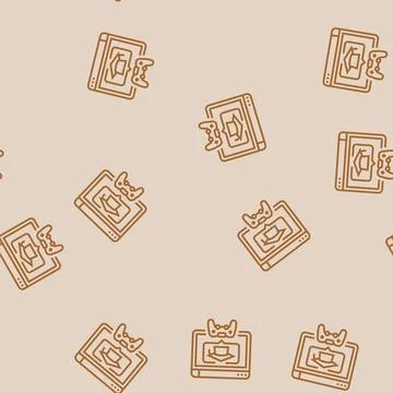Educational games primary school line seamless pattern Stock Illustration
