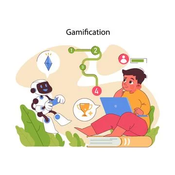 Educational gamification concept. Flat vector illustration Stock Illustration