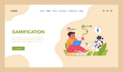 Educational gamification concept. Flat vector illustration Stock Illustration