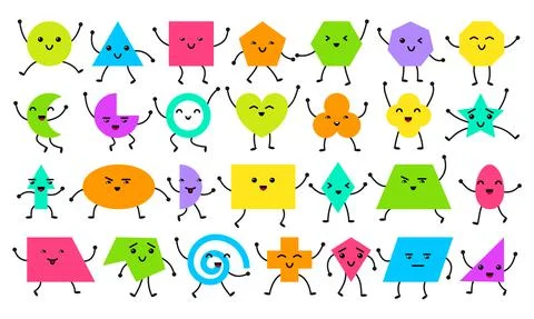Educational geometric shapes set with hands legs Stock Illustration