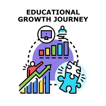 Educational growth journey developing career path Illustration