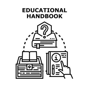 Educational handbook guiding learning and information access Stock Illustration