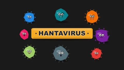 Educational Hantavirus Animation with Cartoon Pathogen Characters Stockbeeldmateriaal 334470124