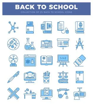 Educational icons arrayed for back to school concept on a white background... Stock Illustration