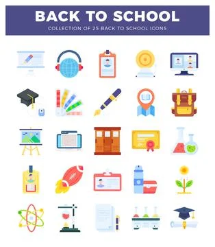 Educational icons for back to school collection. graphic art with learning .. Illustrazione stock