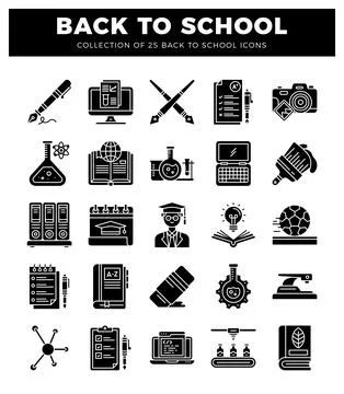 Educational icons for back to school collection on white background Stockillustratie