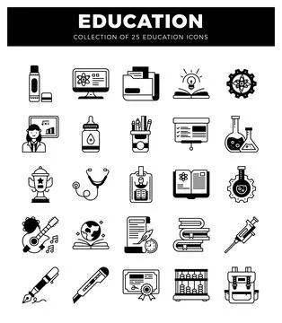 Educational icons. icons for learning. knowledge. and science. Stock Illustration