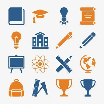 Educational Icons Set. Stock Illustration