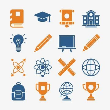 Educational Icons Set. Stock Illustration