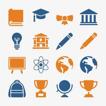 Educational Icons Set. Stock Illustration