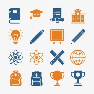 Educational Icons Set. Stock Illustration