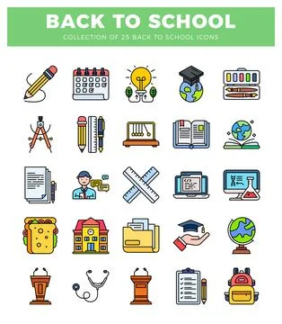 Educational icons set on white background for school. learning and science Stockillustratie