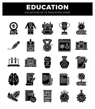 Educational icons on a white background. Stock Illustration