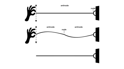 Educational illustration of standing waves on a string fixed Stock Footage 311494675