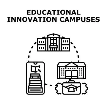 Educational innovation campuses connecting e learning and career development Stock Illustration