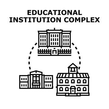 Educational institution complex buildings learning development process Stock Illustration