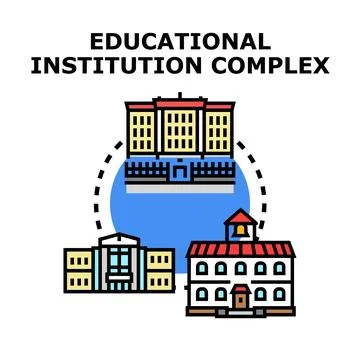 Educational institution complex buildings learning development process イラスト素材