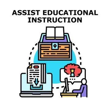 Educational instruction assisting, knowledge database and online learning Illustrazione stock