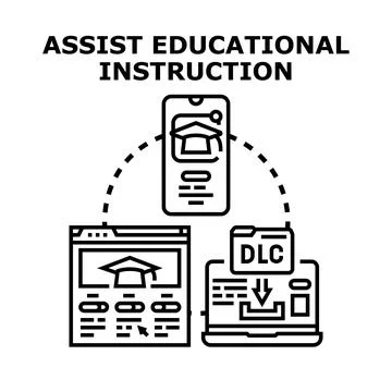 Educational instruction assisting via online digital learning technology Stock Illustration