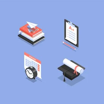 Educational isometric icons Stock Illustration