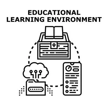 Educational learning environment concept with digital resources 库存插图