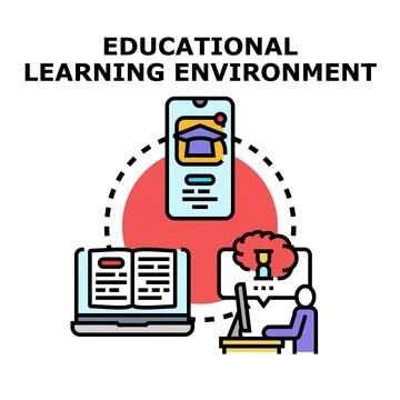Educational learning environment with online distance study Stock Illustration