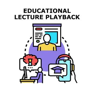 Educational lecture playback concept for online learning development Illustrazione stock