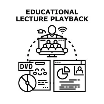 Educational lecture playback vector concept illustration Illustrazione stock