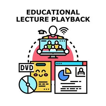 Educational lecture playback vector concept illustration Illustrazione stock