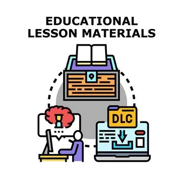 Educational lesson materials and online learning concepts Stockillustratie