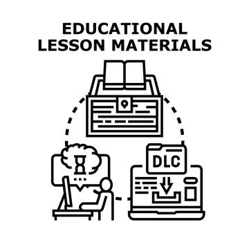 Educational lesson materials and online learning concepts Stock Illustration