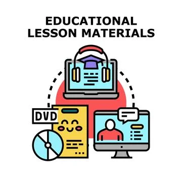 Educational lesson materials for online learning concepts Stock Illustration