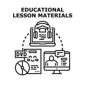 Educational lesson materials for online learning concepts Stock Illustration