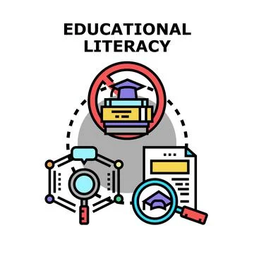 Educational literacy concept illustrating learning and reading success Stock Illustration