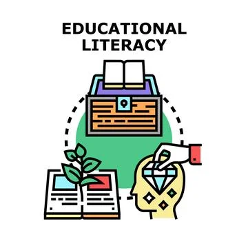 Educational literacy concept with learning and knowledge development Stock Illustration