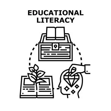 Educational literacy concept with learning and knowledge development Stock Illustration