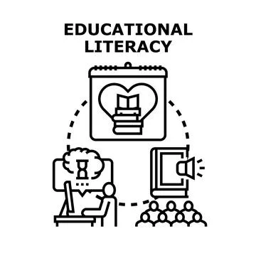 Educational literacy concept in modern learning environment Stock Illustration